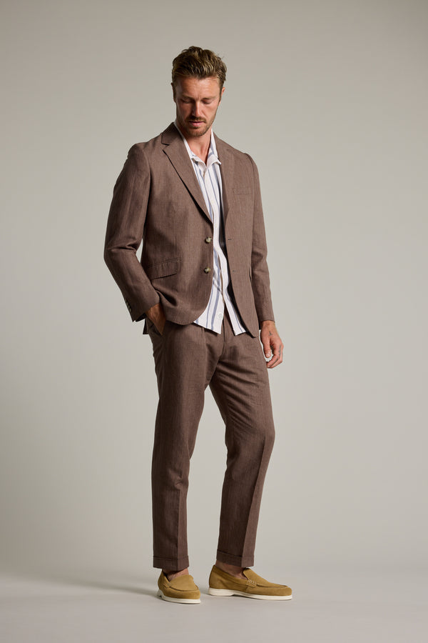 Barkers Hollins Linen Pant in brown, relaxed fit, additional view