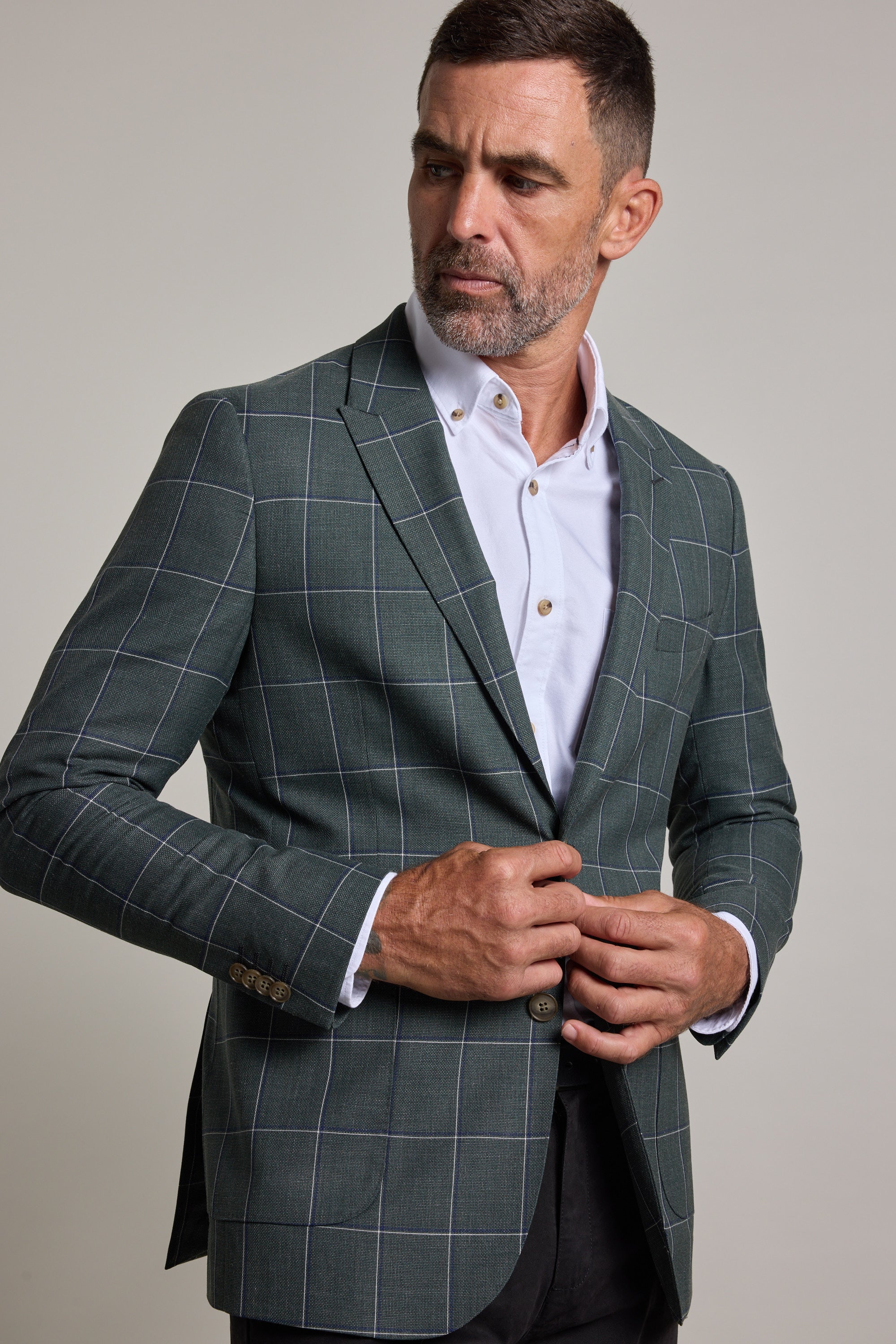 Barkers Nathaniel Check Blazer in green check, alternate view