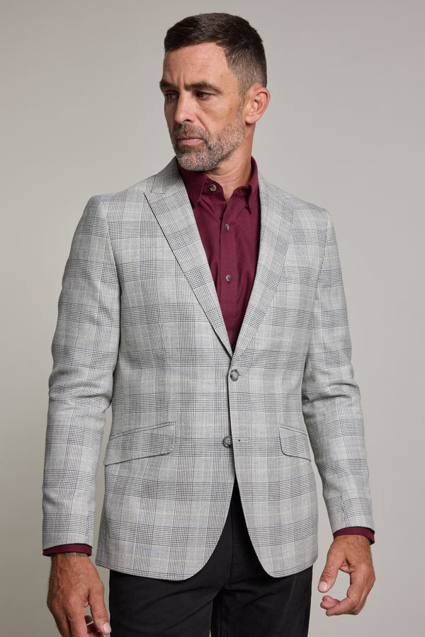 Barkers Remsen Check Blazer in grey check, wool
