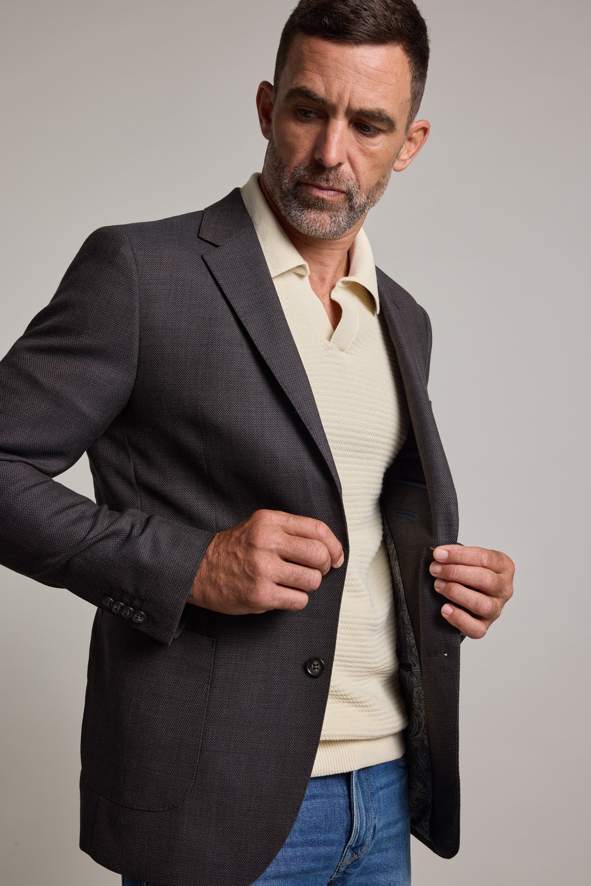 Barkers Riverside Texture Blazer in brown, alternate view