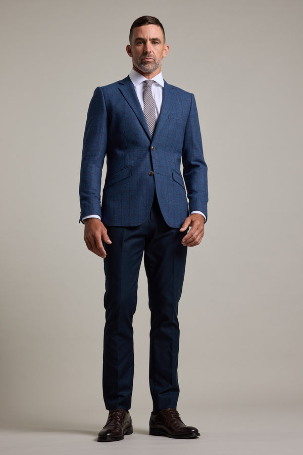 Barkers Findlay Check Blazer in blue, merino wool, alternate view