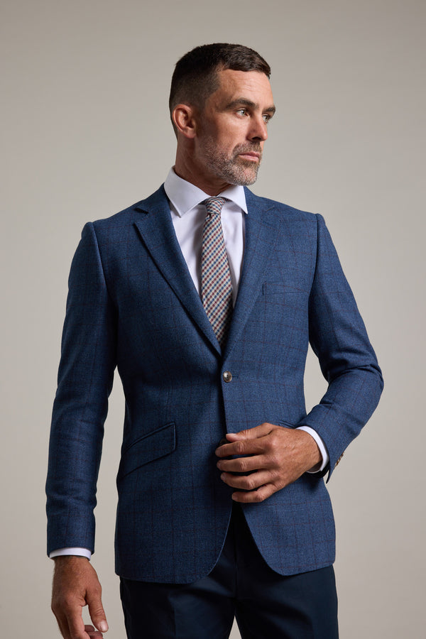 Barkers Findlay Check Blazer in blue, merino wool, additional view