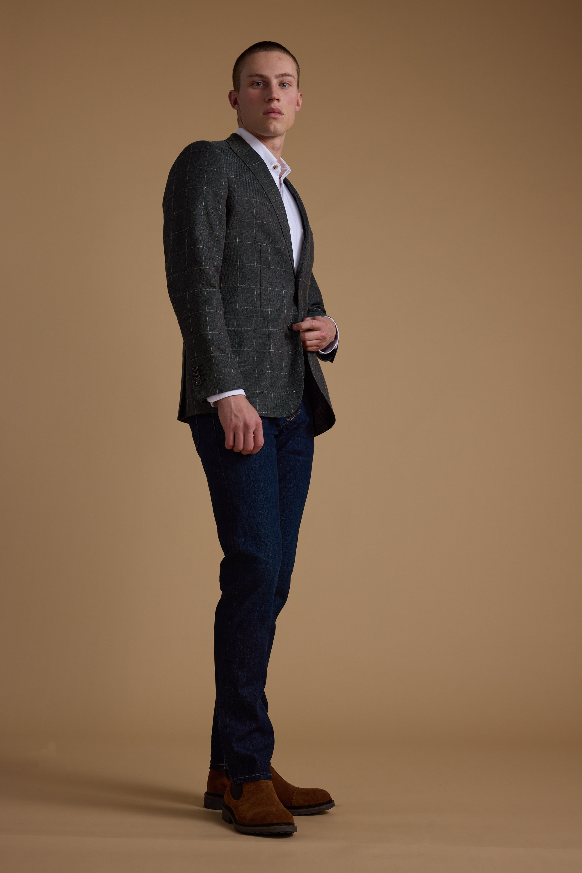 Barkers Upton Check Blazer in olive, additional view