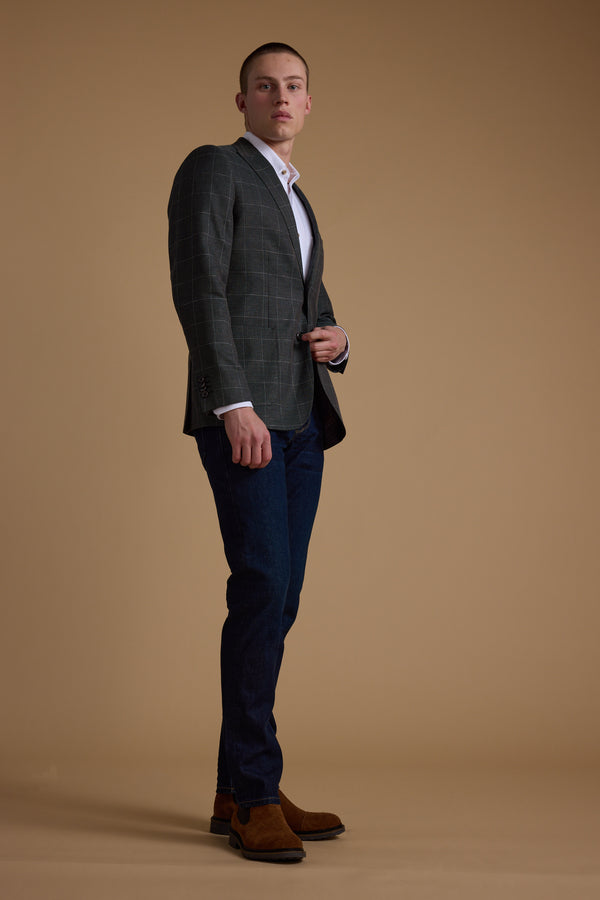 Barkers Upton Check Blazer in olive, additional view