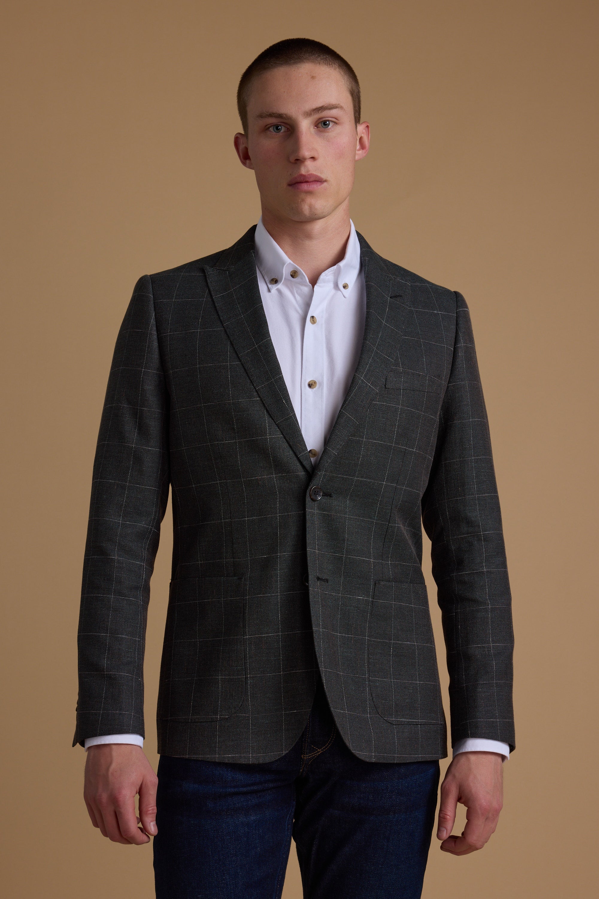 Barkers Upton Check Blazer in olive, additional view