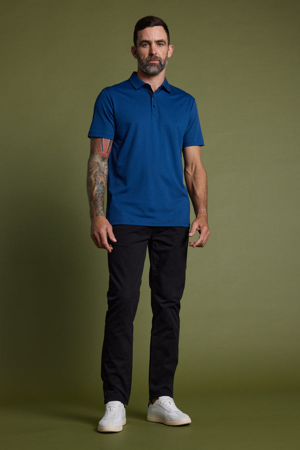 Barkers Flynn Mercerised Stripe Polo in navy