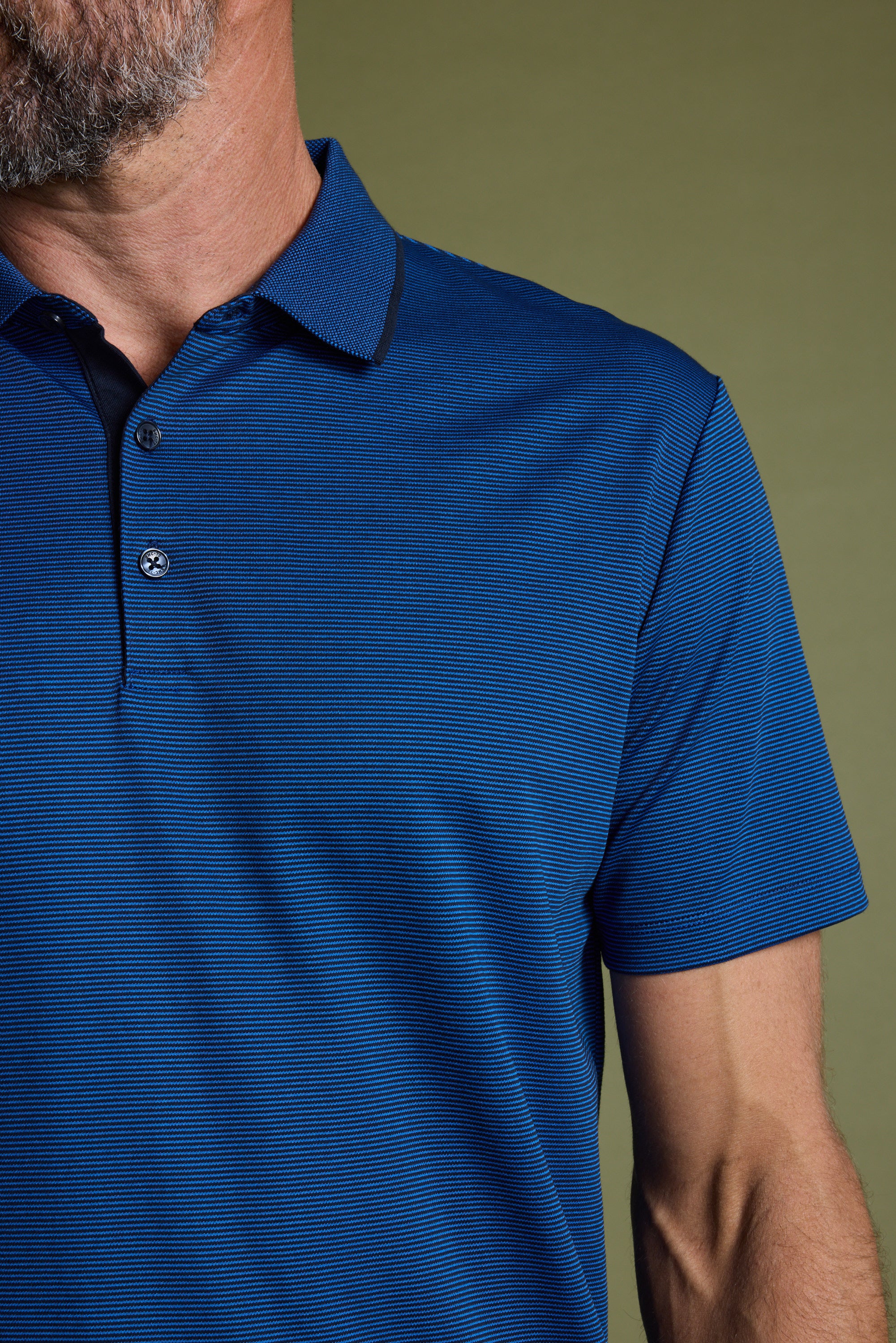 Barkers Flynn Mercerised Stripe Polo in navy, additional view