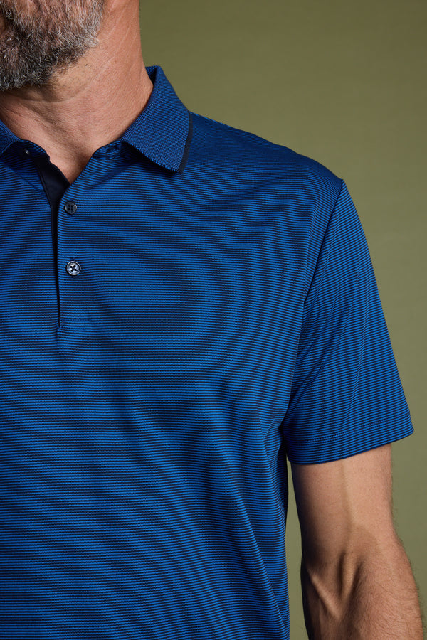 Barkers Flynn Mercerised Stripe Polo in navy, additional view