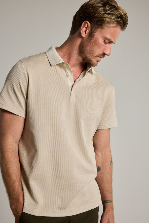 Barkers Tilder Mercerised Texture Polo in oatmeal