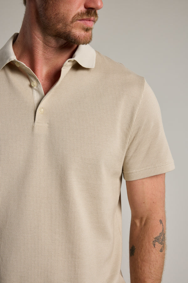 Barkers Tilder Mercerised Texture Polo in oatmeal, alternate view
