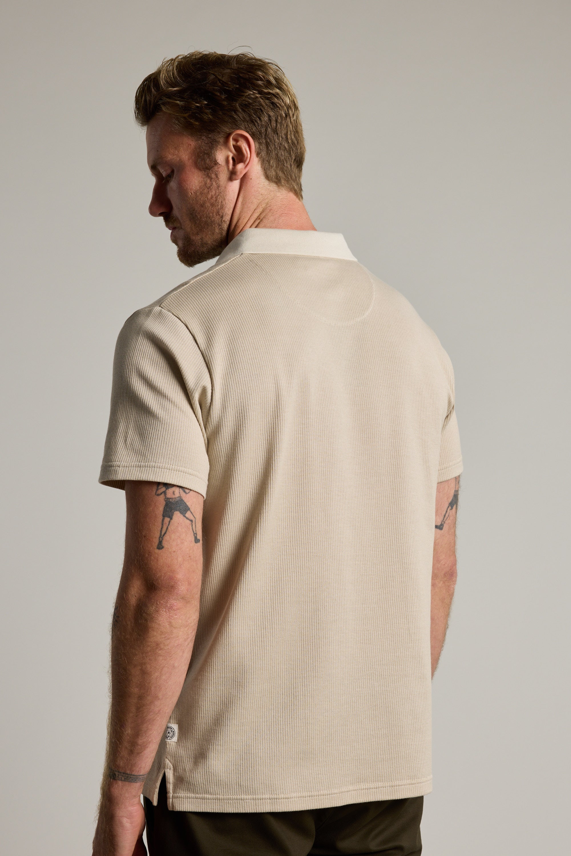 Barkers Tilder Mercerised Texture Polo in oatmeal, additional view
