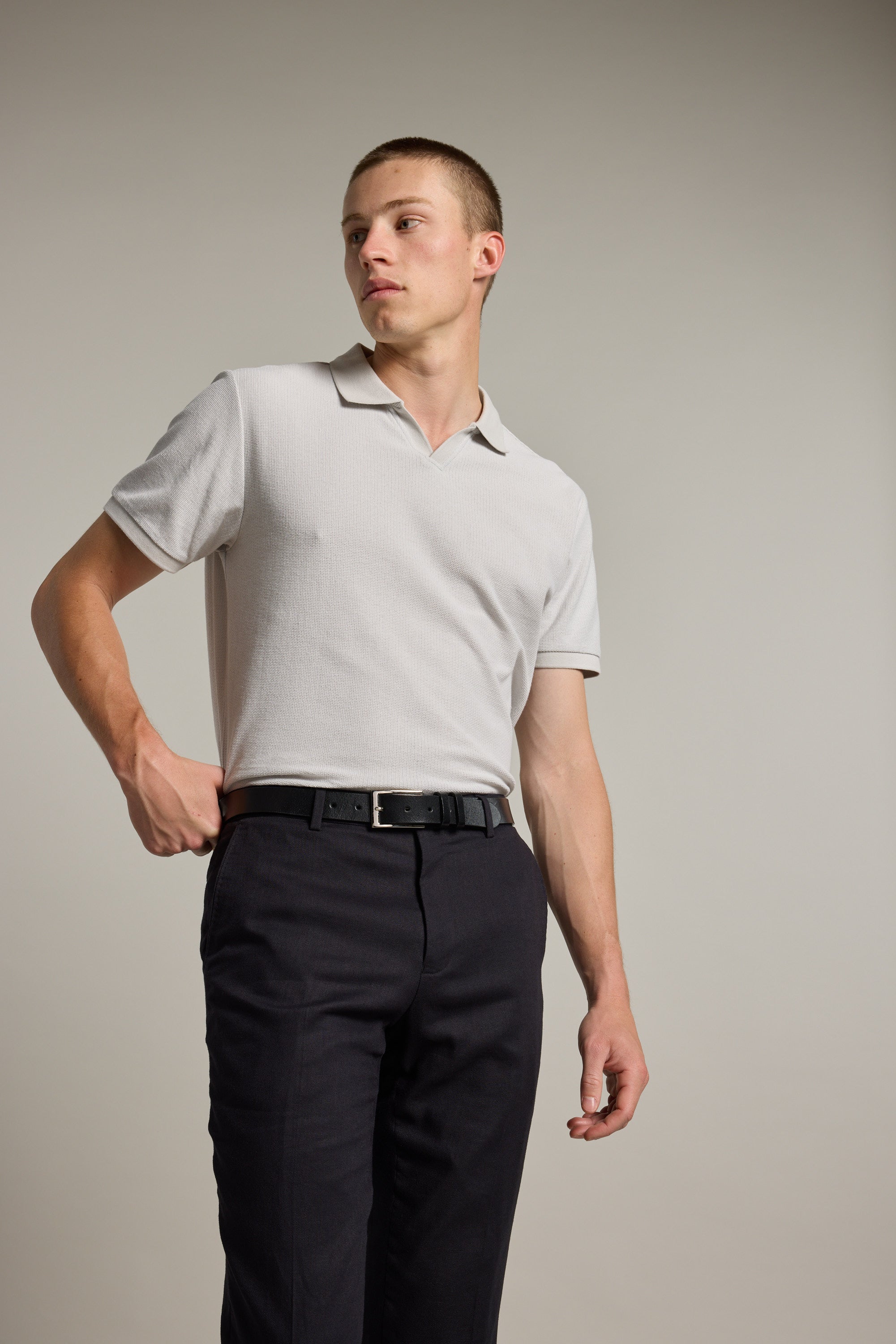 Barkers Winfield Textured Polo in bone, additional view