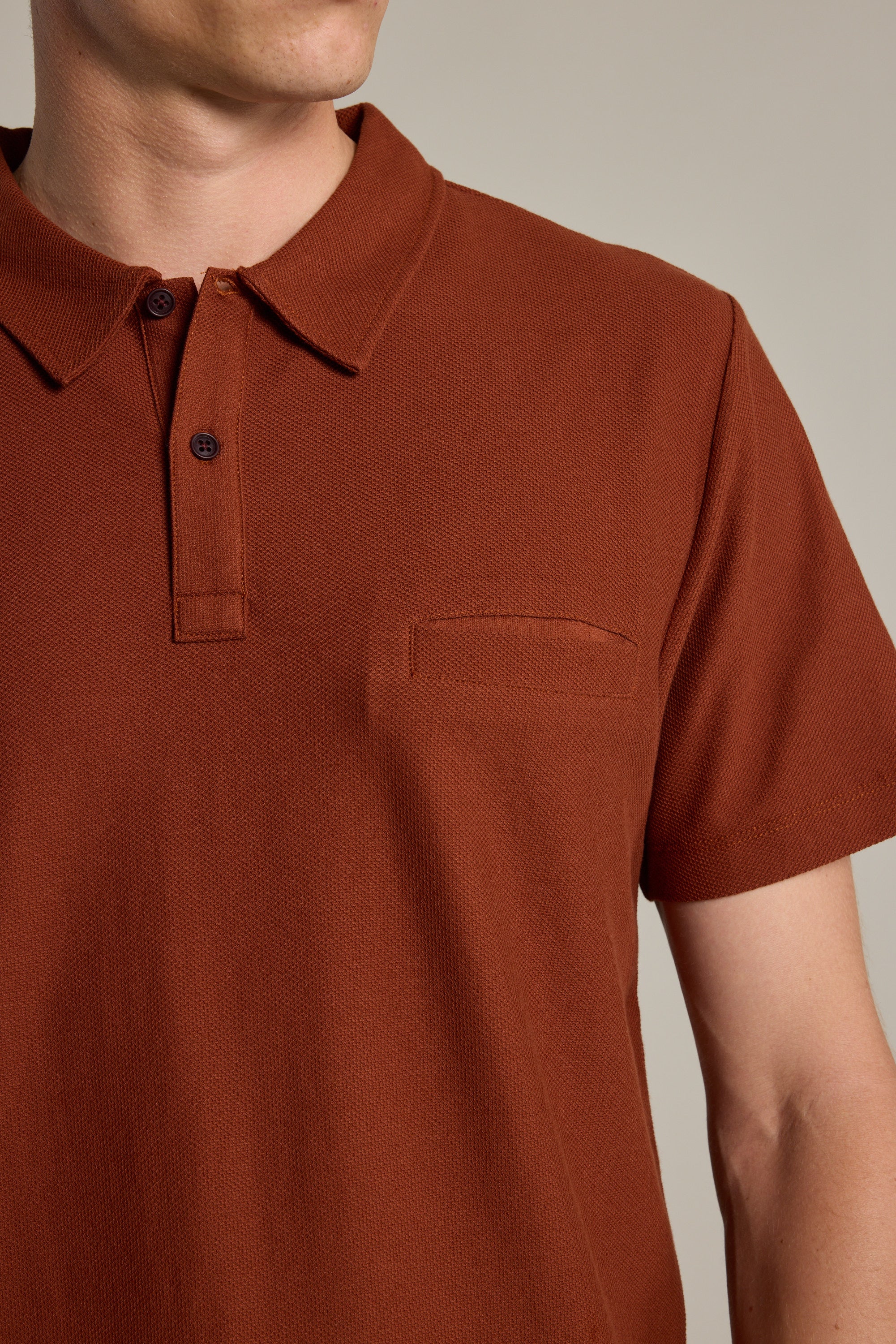Barkers Canal Polo in brick, supima cotton, additional view