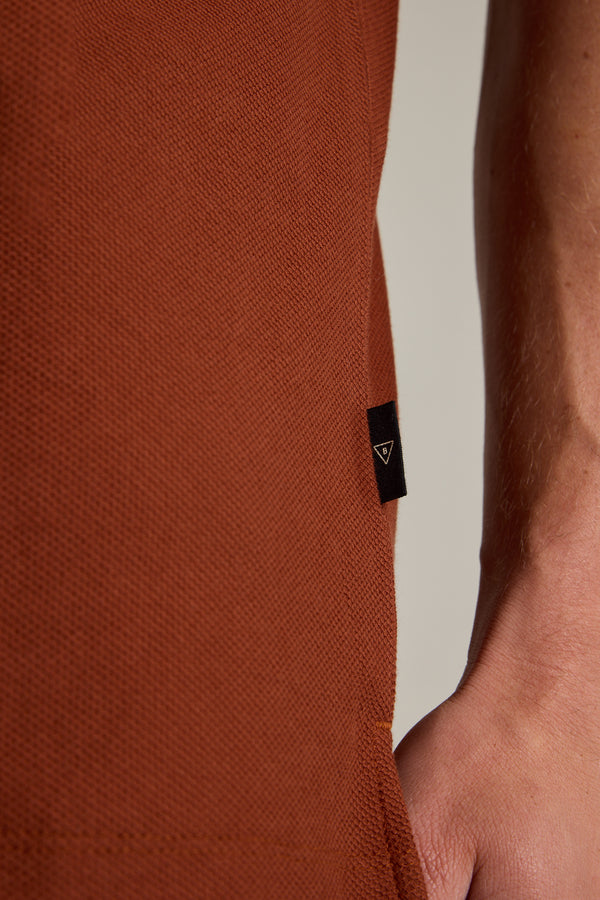 Barkers Canal Polo in brick, supima cotton, additional view