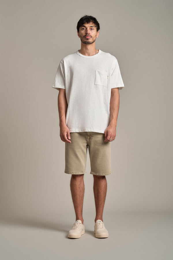 Barkers Rover Coloured Denim Short in cement, relaxed fit