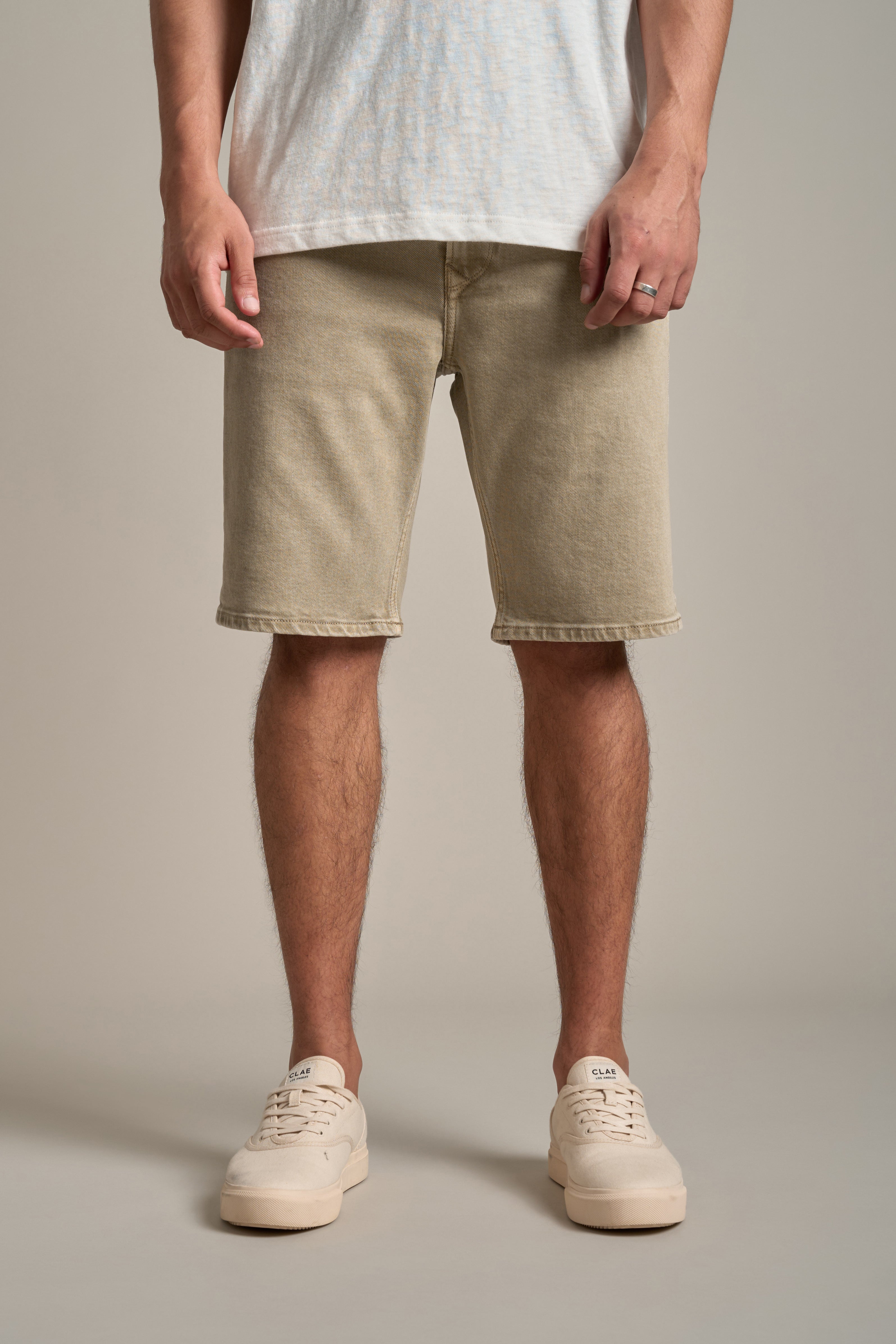 Barkers Rover Coloured Denim Short in cement, relaxed fit, alternate view