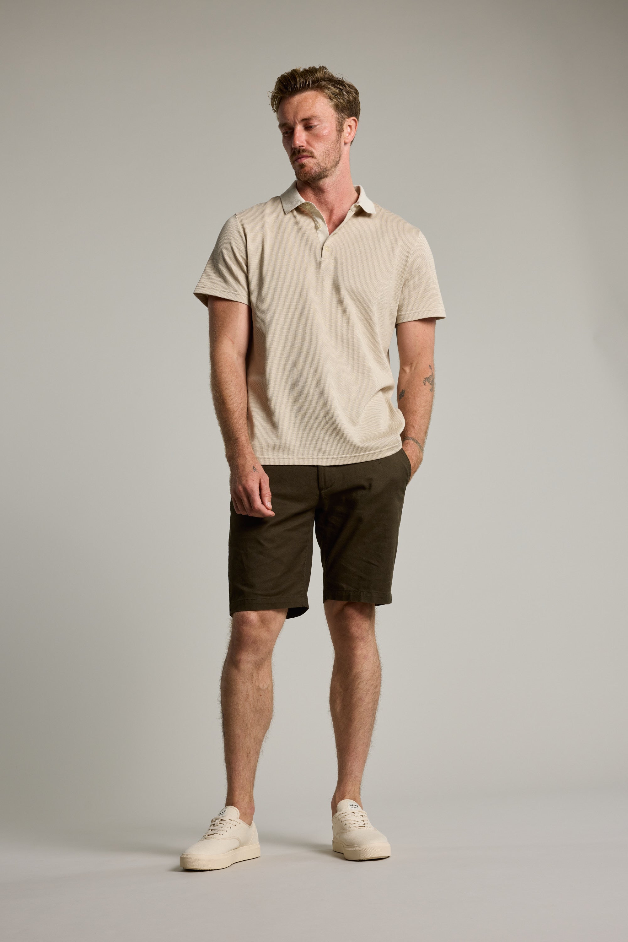 Barkers Tilder Mercerised Texture Polo in oatmeal, additional view