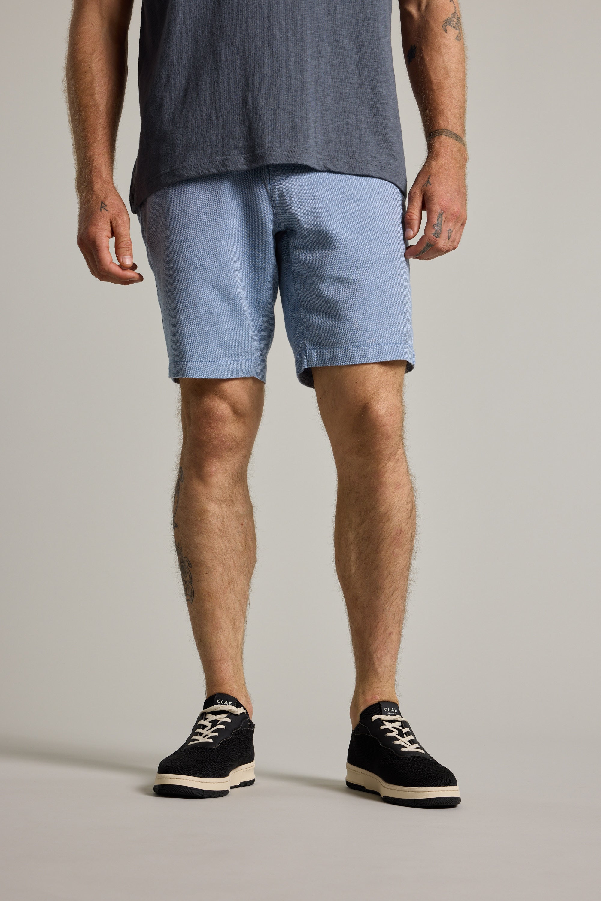 Barkers Elliot Texture Walk Short in blue, alternate view