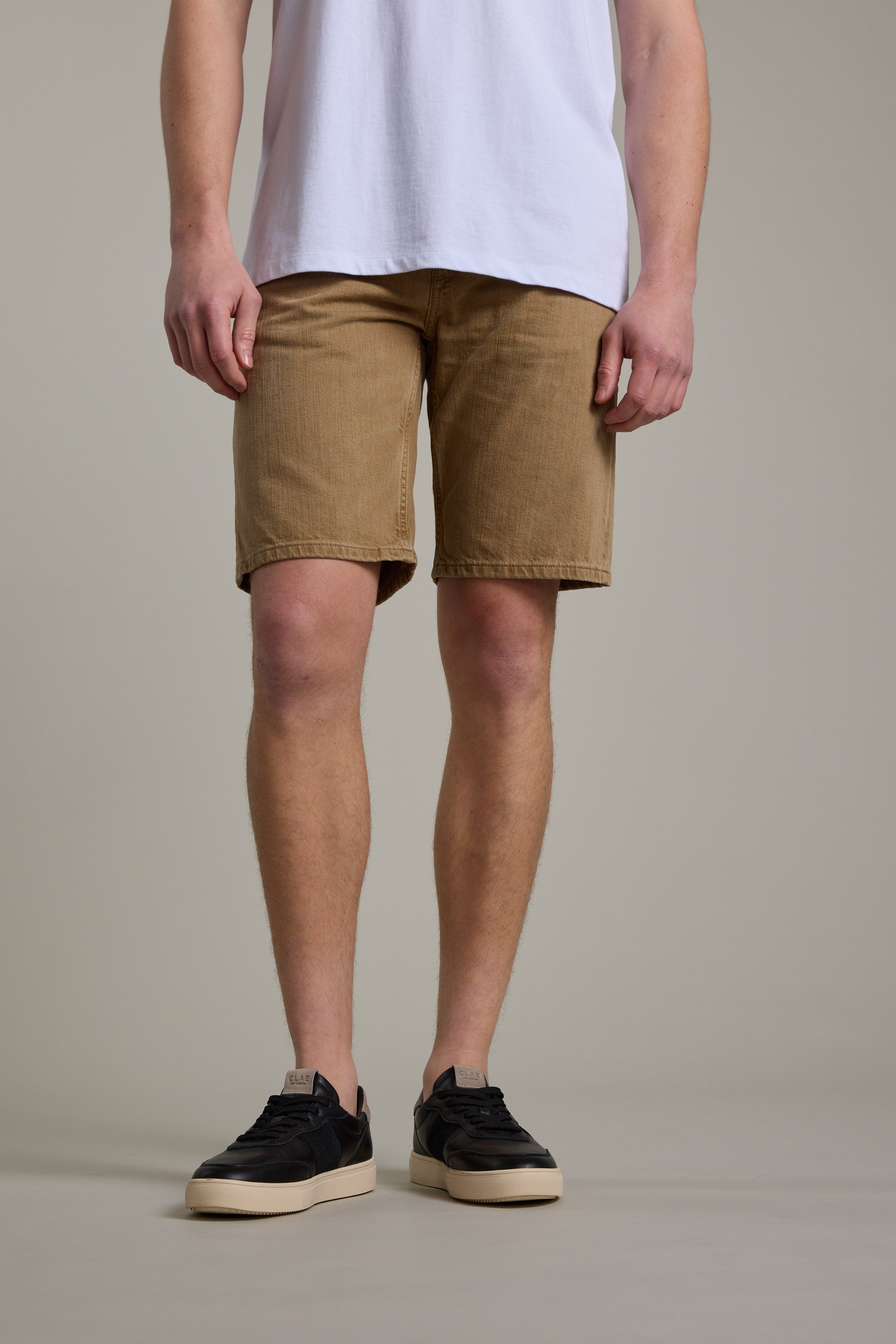 Barkers Rover Coloured Denim Short in taupe, relaxed fit, additional view