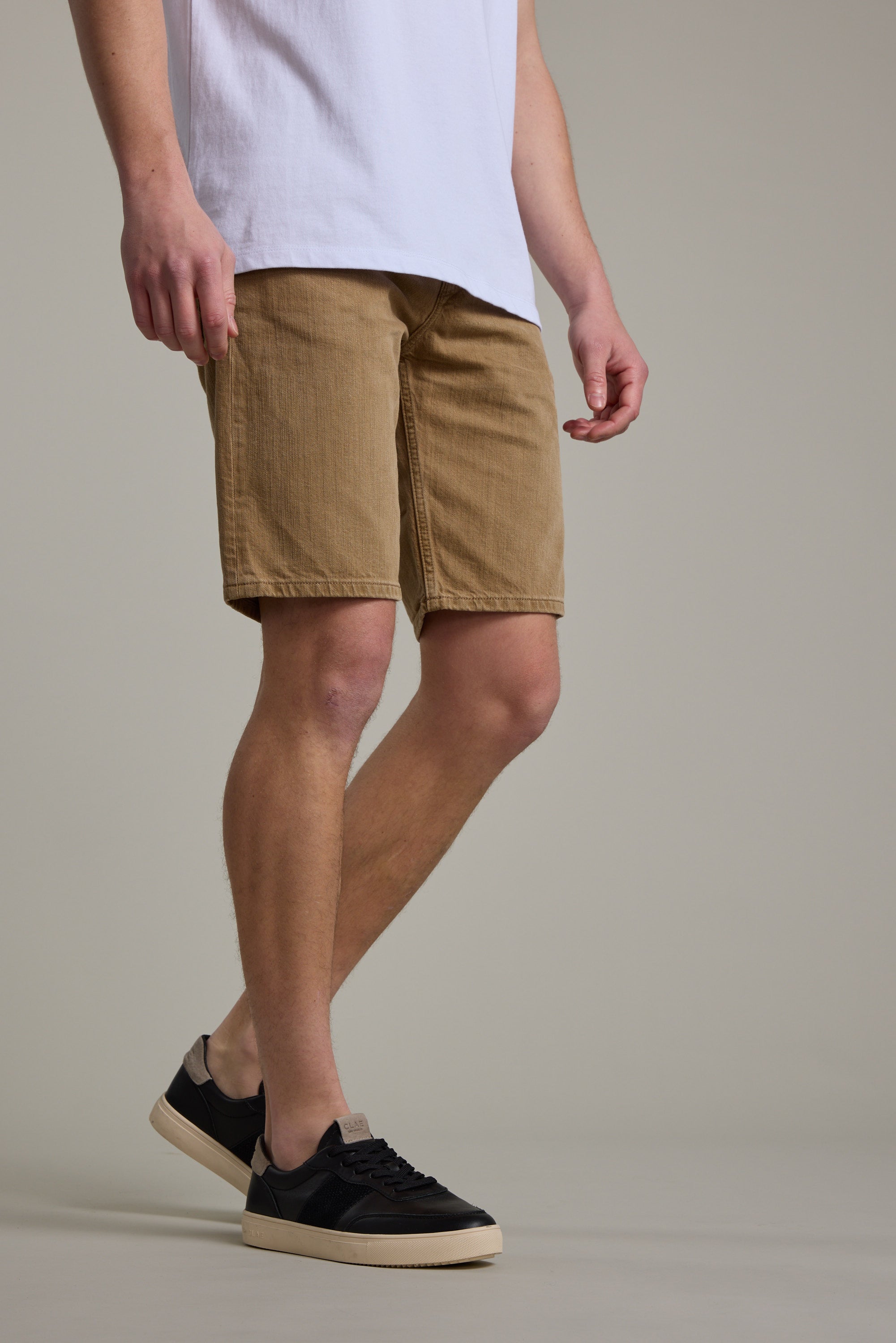 Barkers Rover Coloured Denim Short in taupe, relaxed fit, additional view