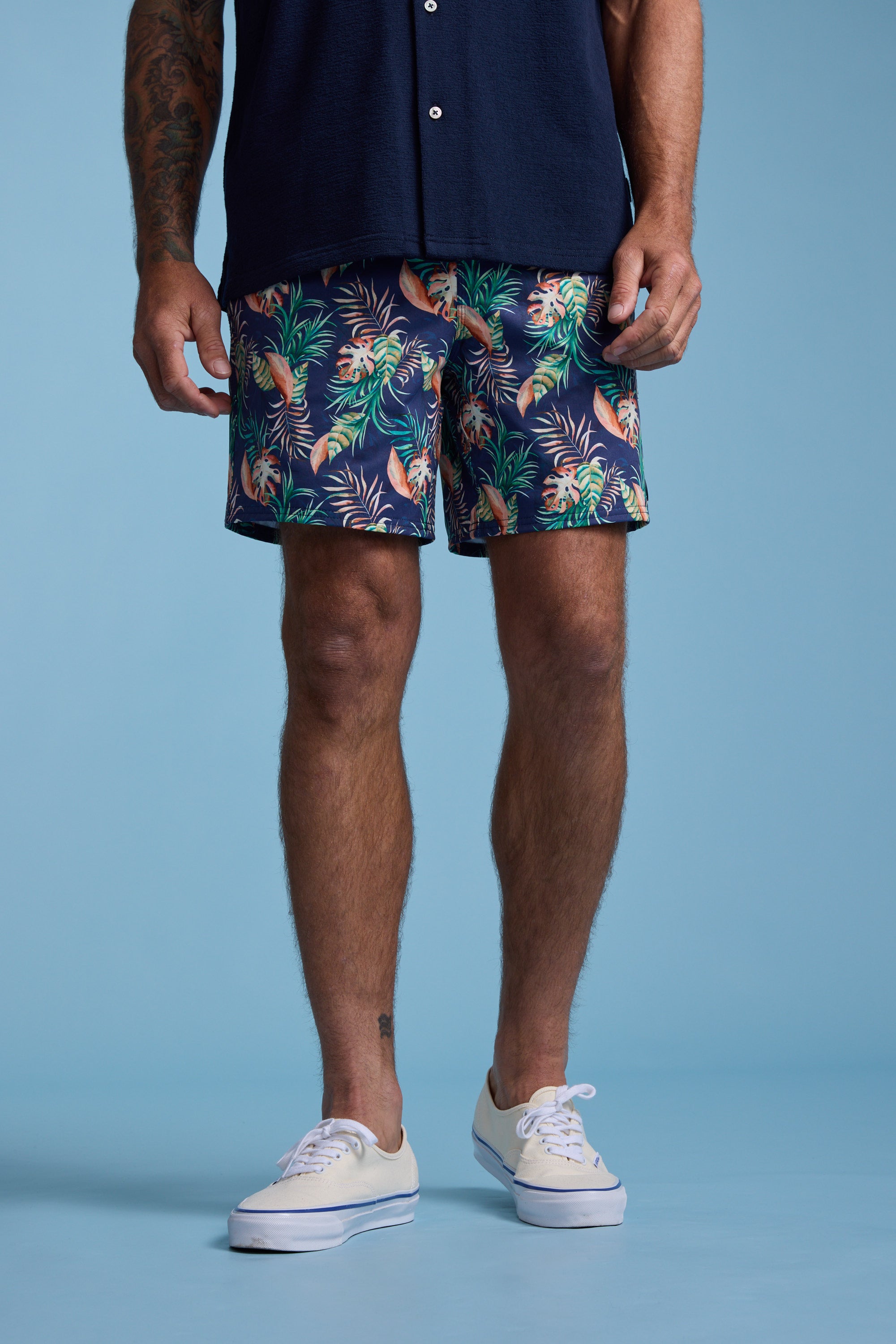 Barkers Foliage Print Volley in navy, alternate view