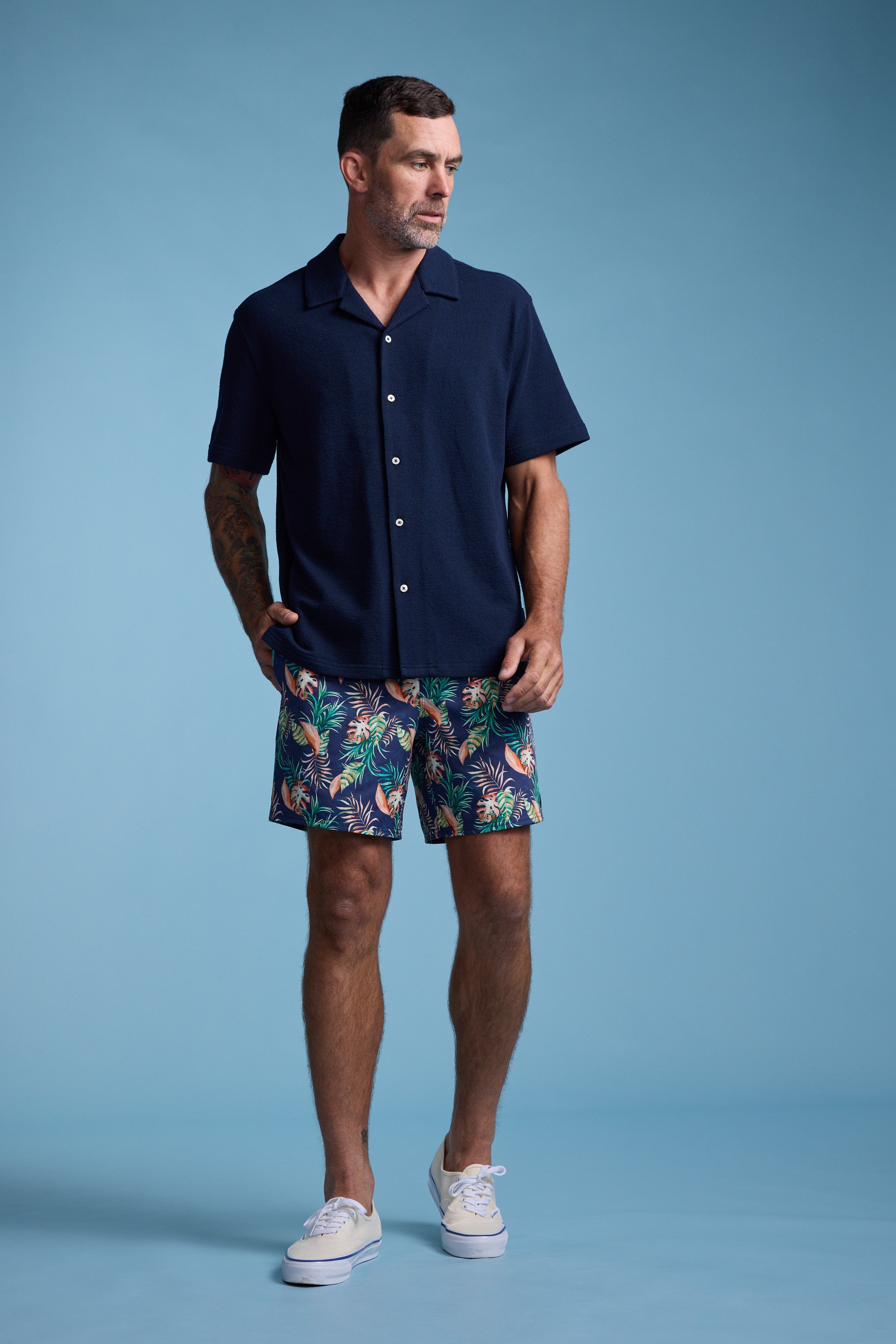 Barkers Foliage Print Volley in navy, additional view