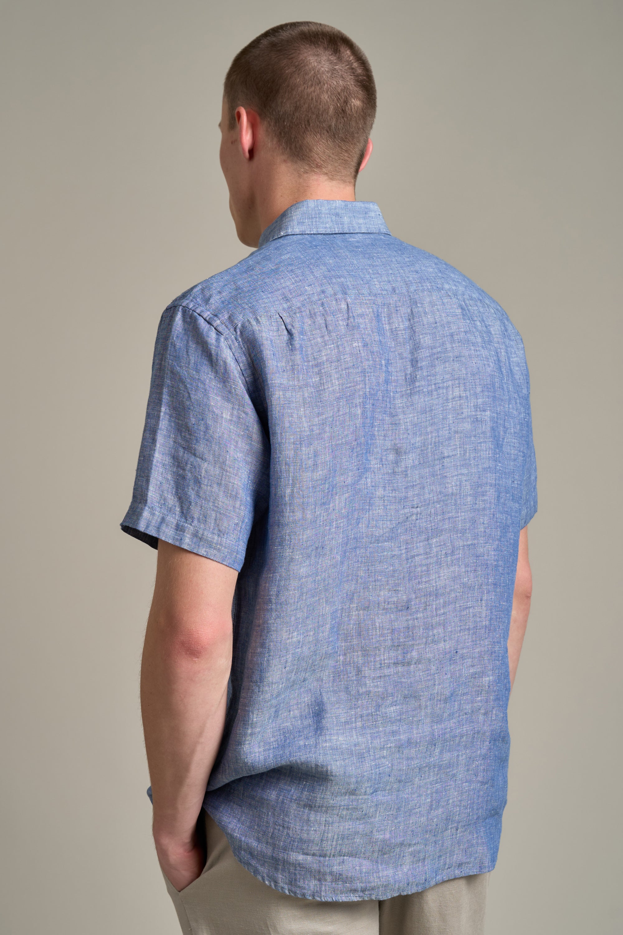 Barkers Gentry Linen Shirt in denim, classic fit, additional view