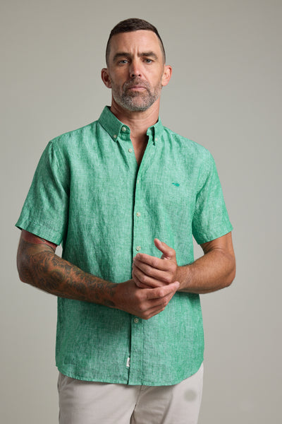 Barkers Gentry Linen Shirt in green marl