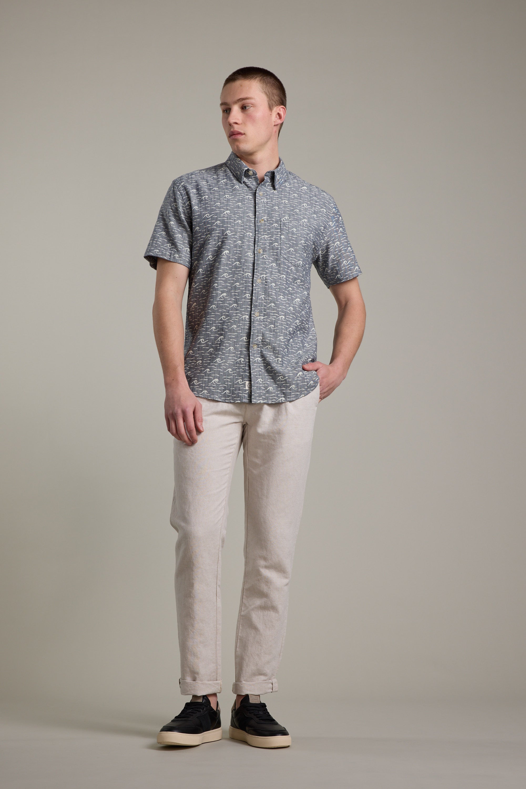 Barkers Shelby Print Shirt in navy, cotton, additional view