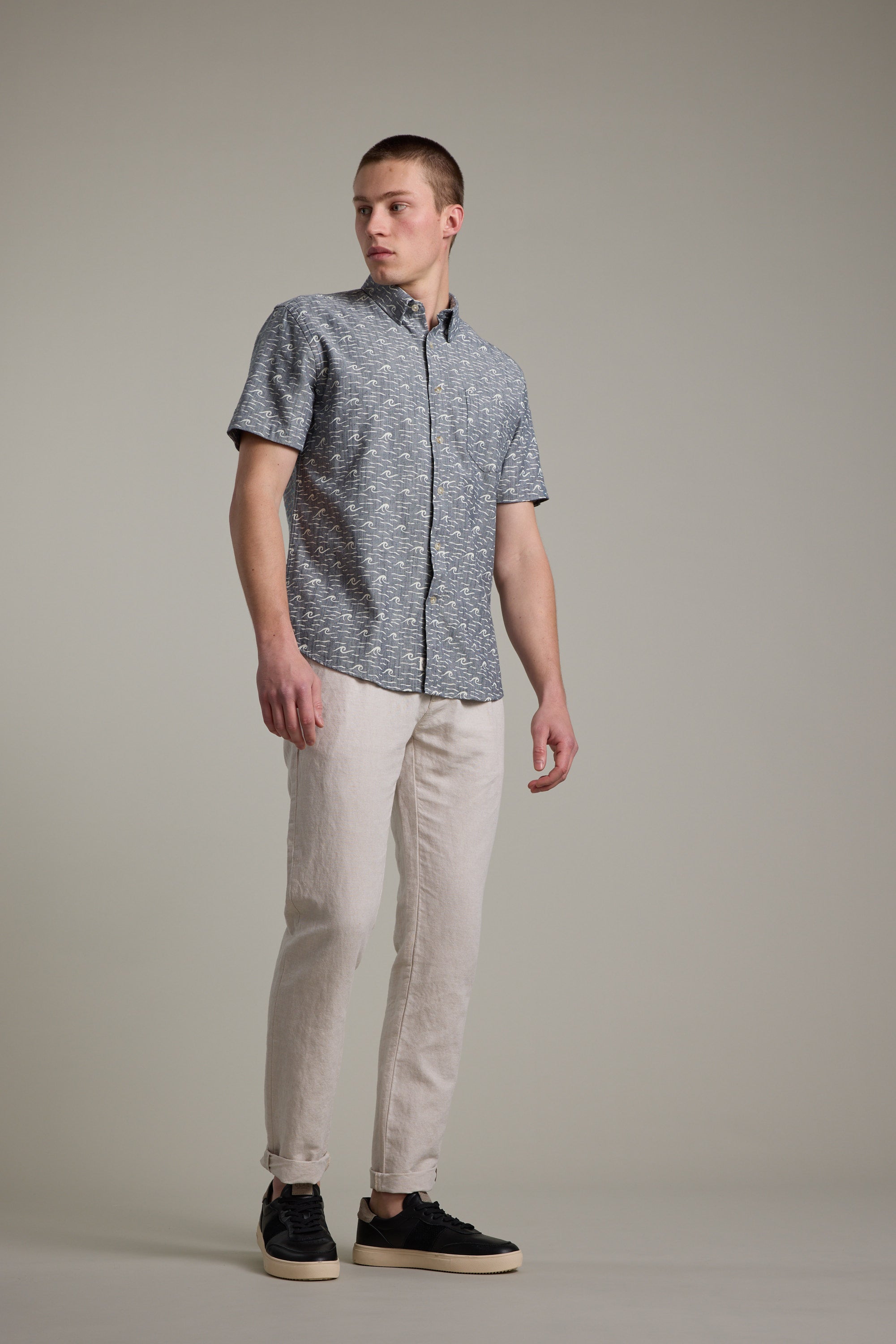 Barkers Shelby Print Shirt in navy, cotton, additional view
