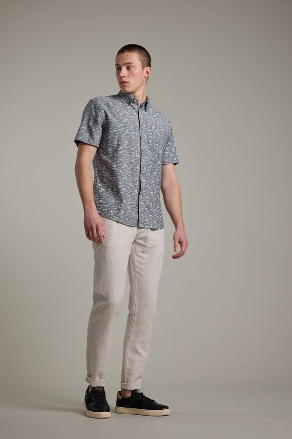 Barkers Shelby Print Shirt in navy, cotton, additional view