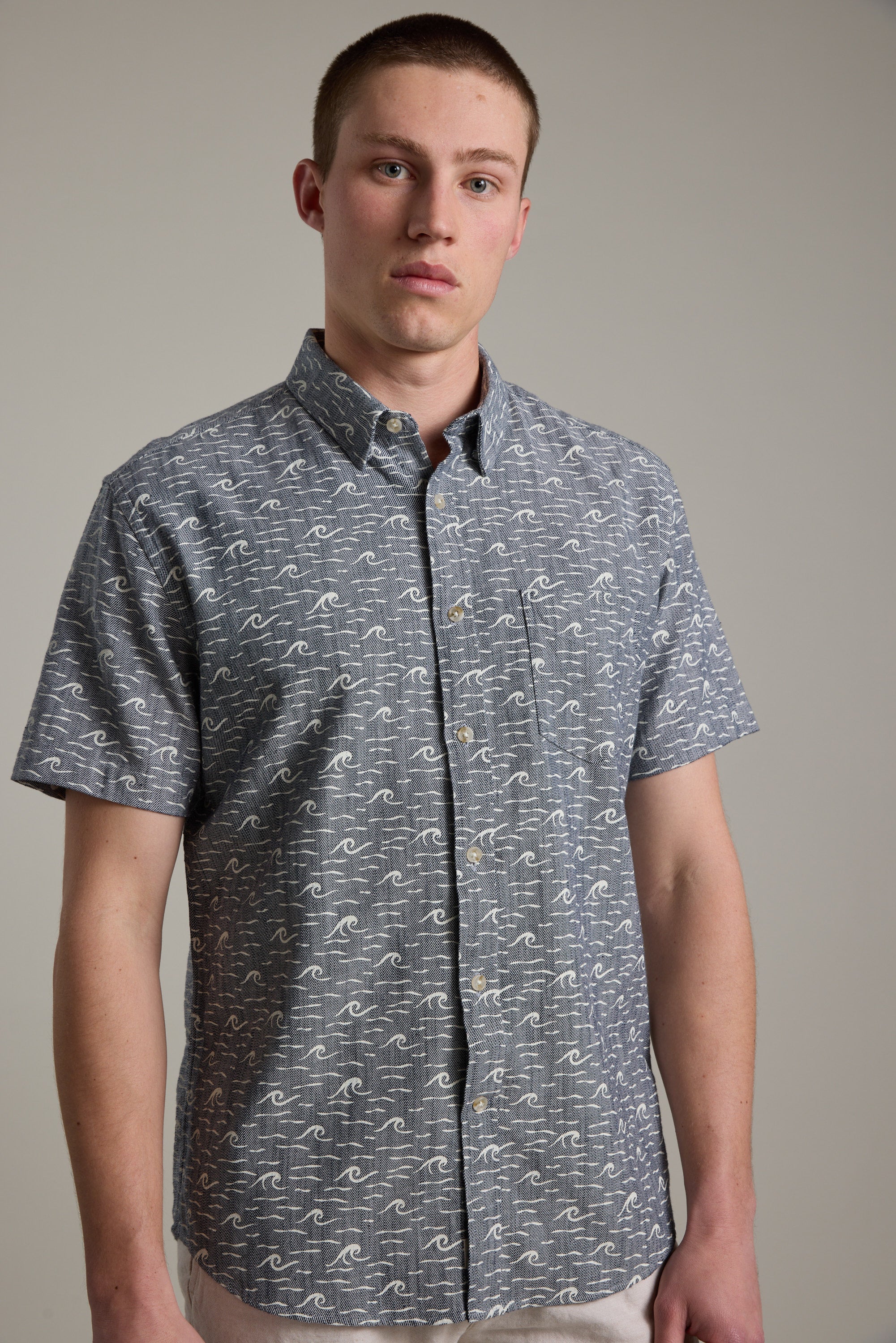 Barkers Shelby Print Shirt in navy, cotton, additional view
