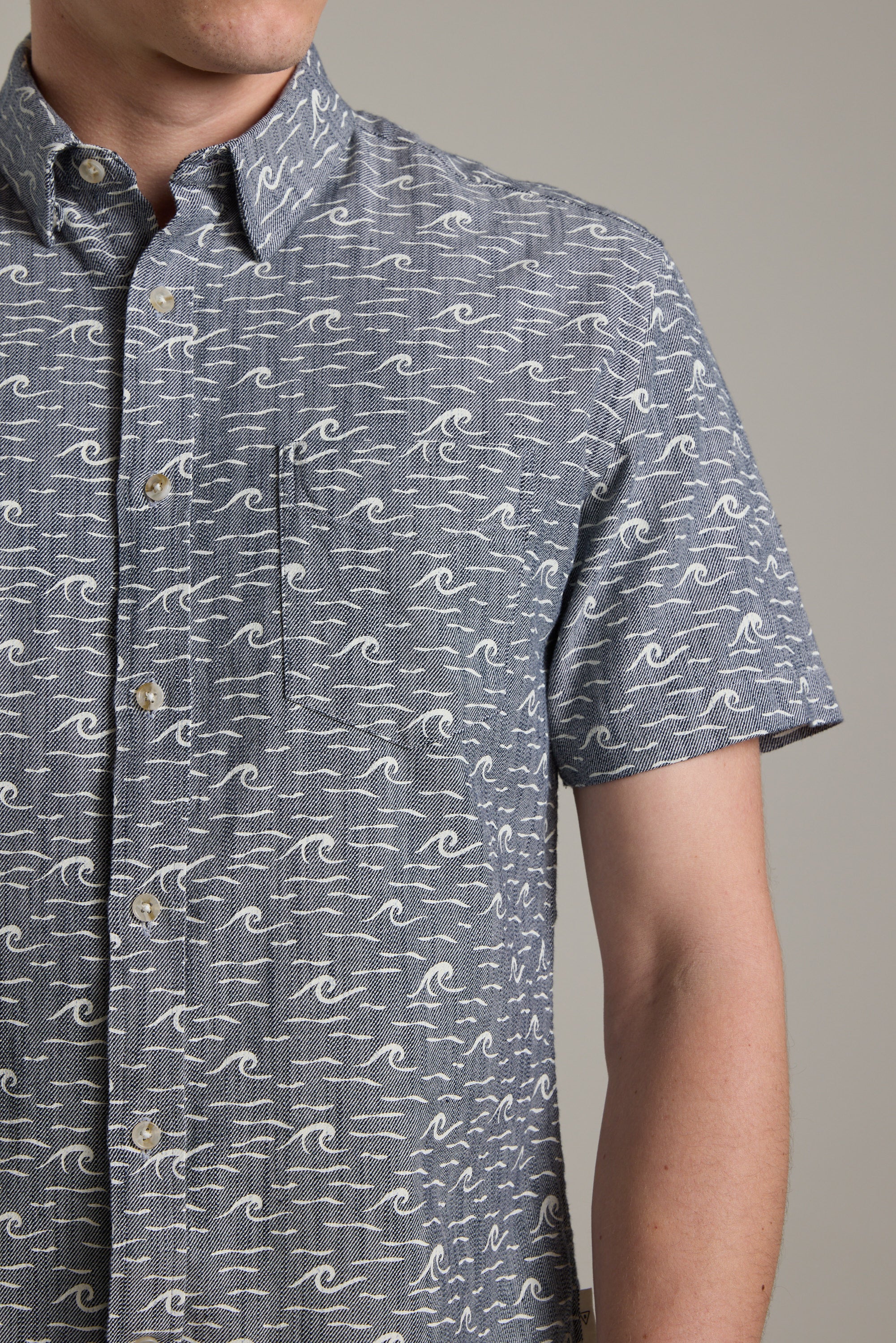 Barkers Shelby Print Shirt in navy, cotton, alternate view