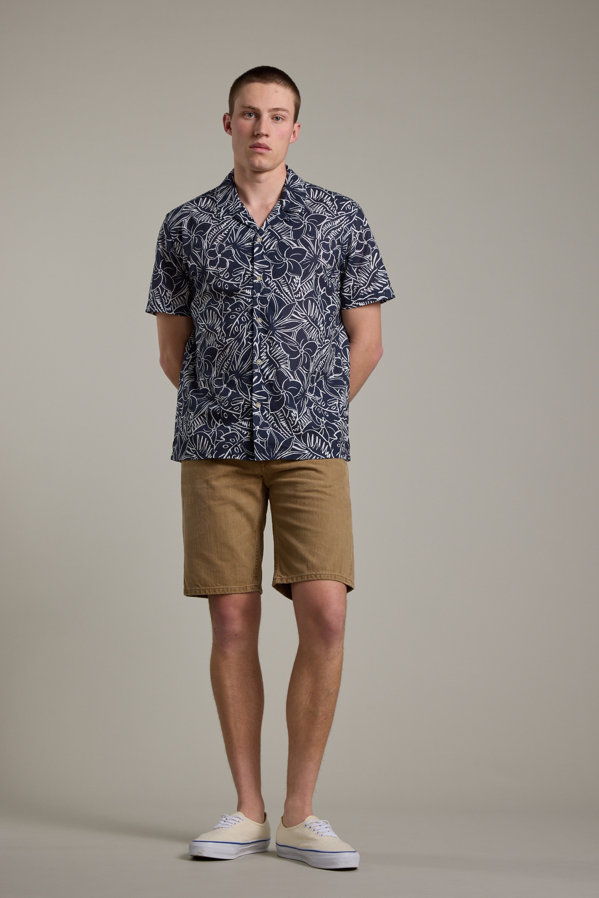 Barkers Myrtle Print Cuban Shirt in navy, additional view