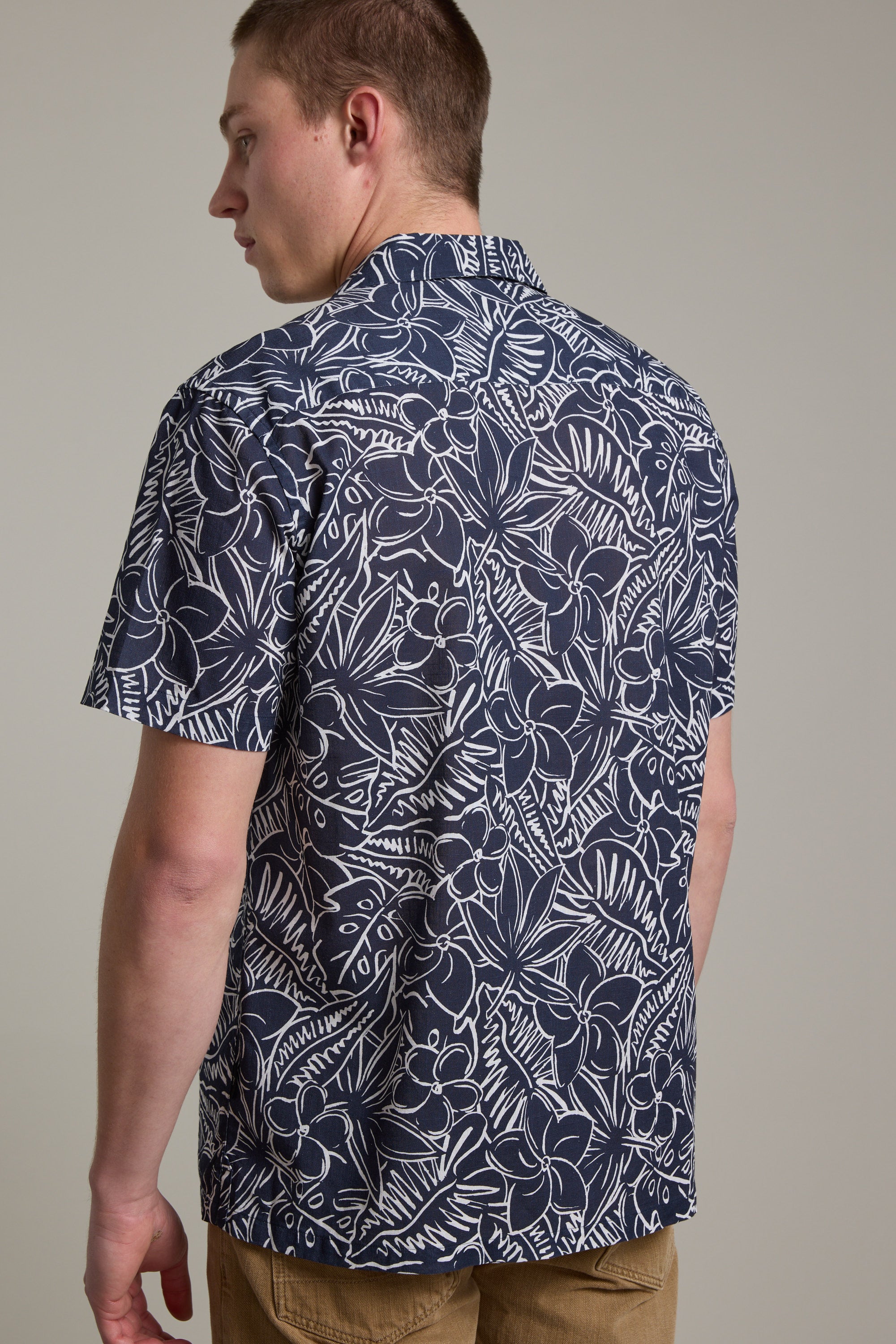 Barkers Myrtle Print Cuban Shirt in navy, additional view