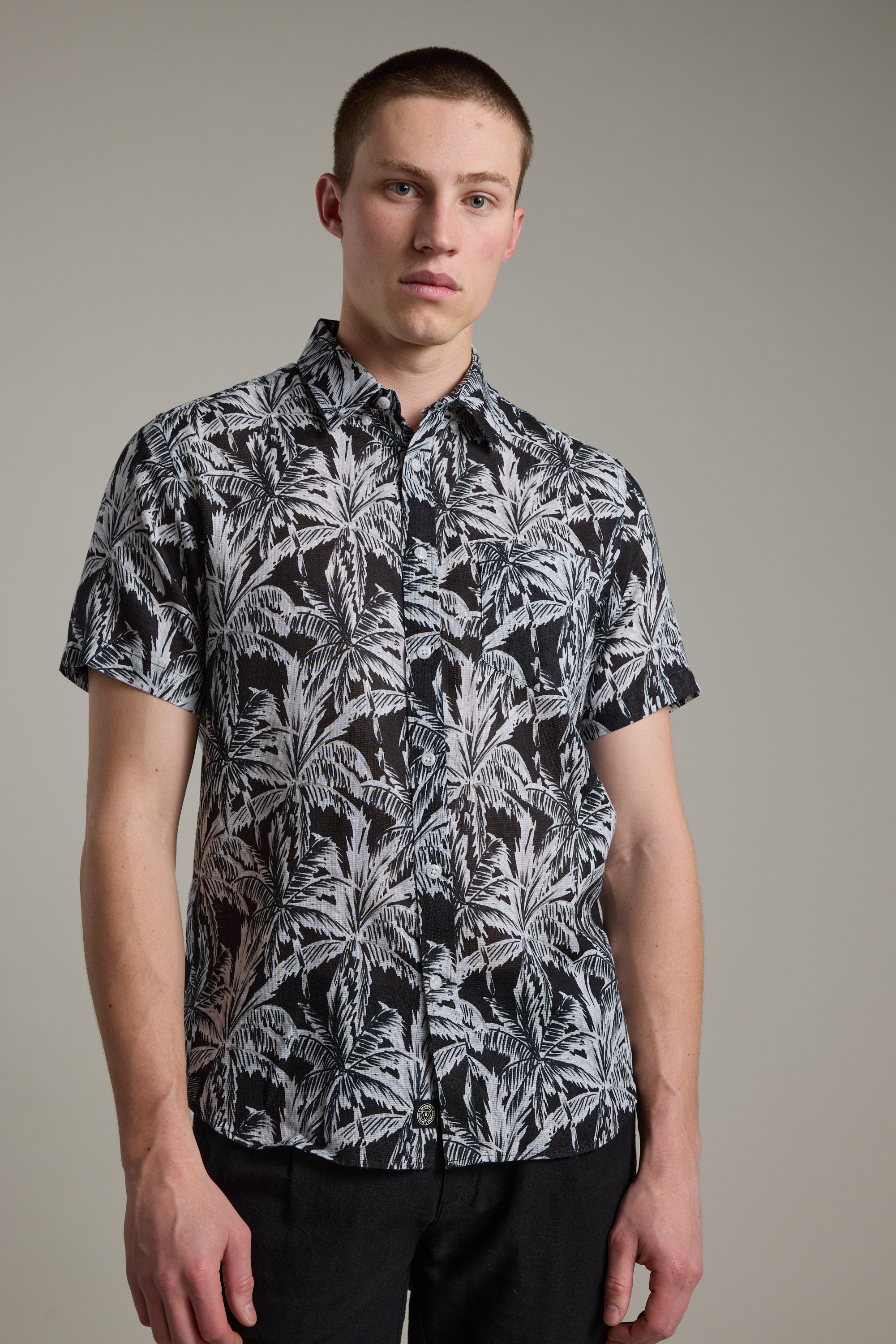 Barkers Madison Print Shirt in black/white, classic fit, additional view