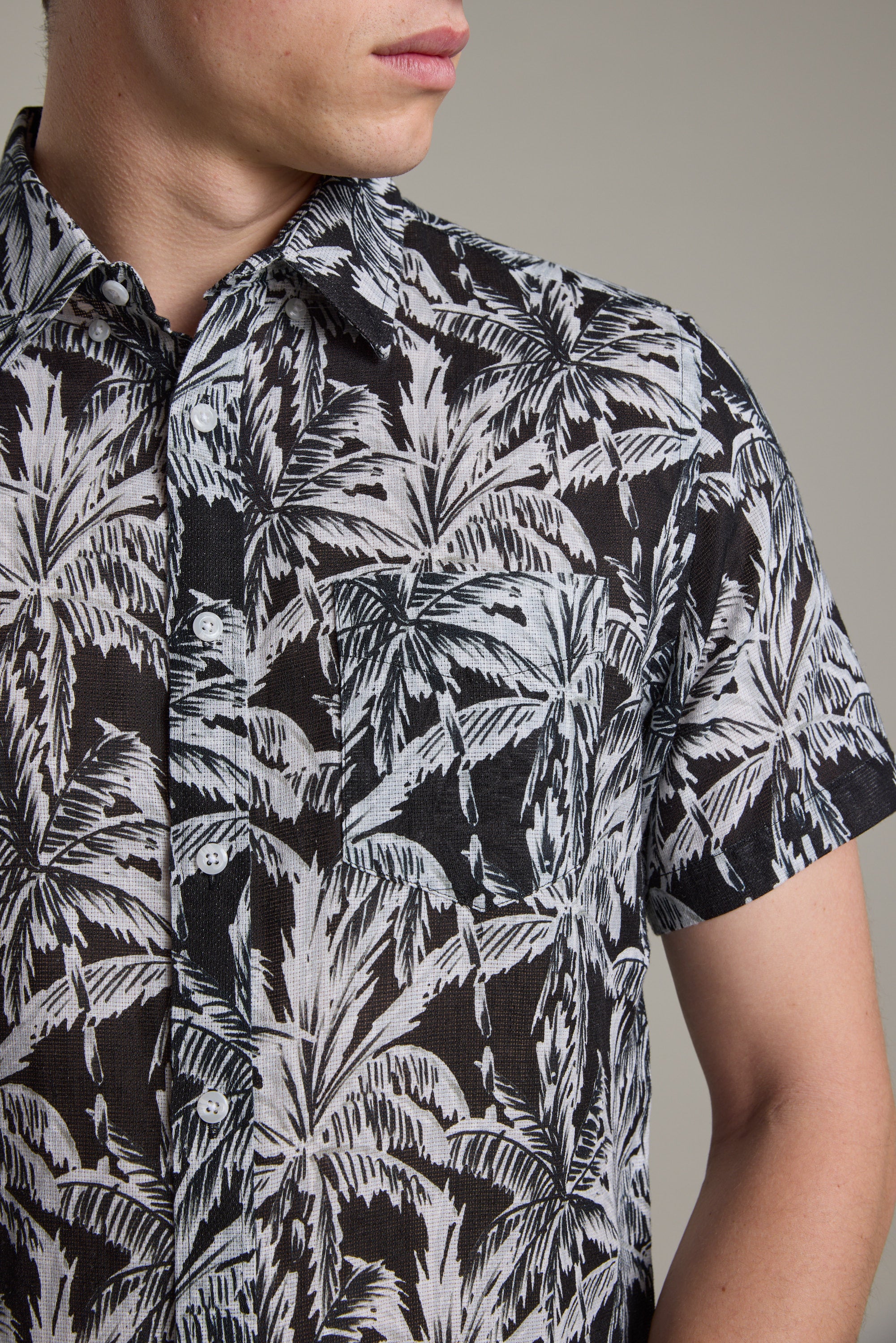 Barkers Madison Print Shirt in black/white, classic fit, additional view
