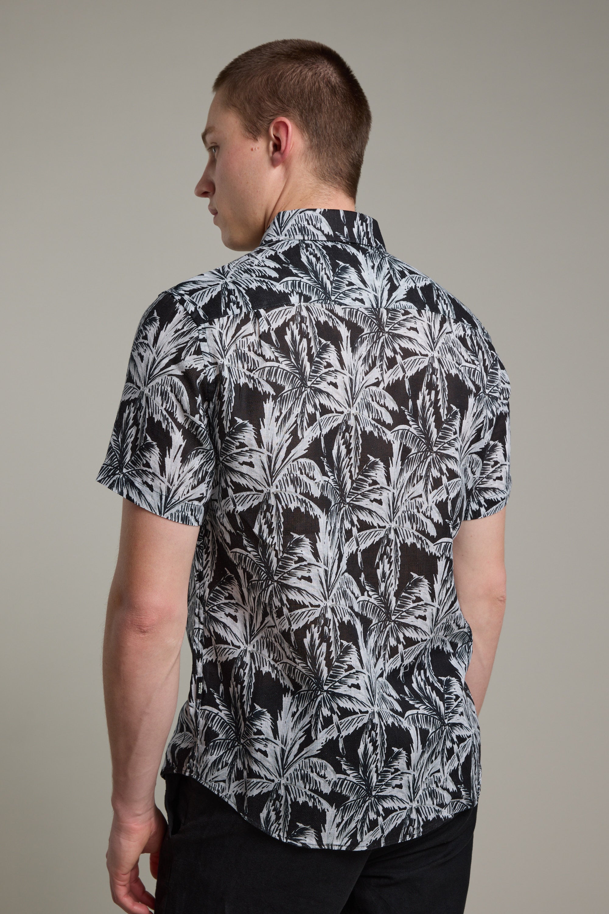 Barkers Madison Print Shirt in black/white, classic fit, additional view