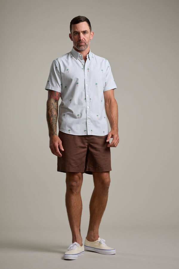 Barkers Palm Stripe Shirt in green/white, alternate view