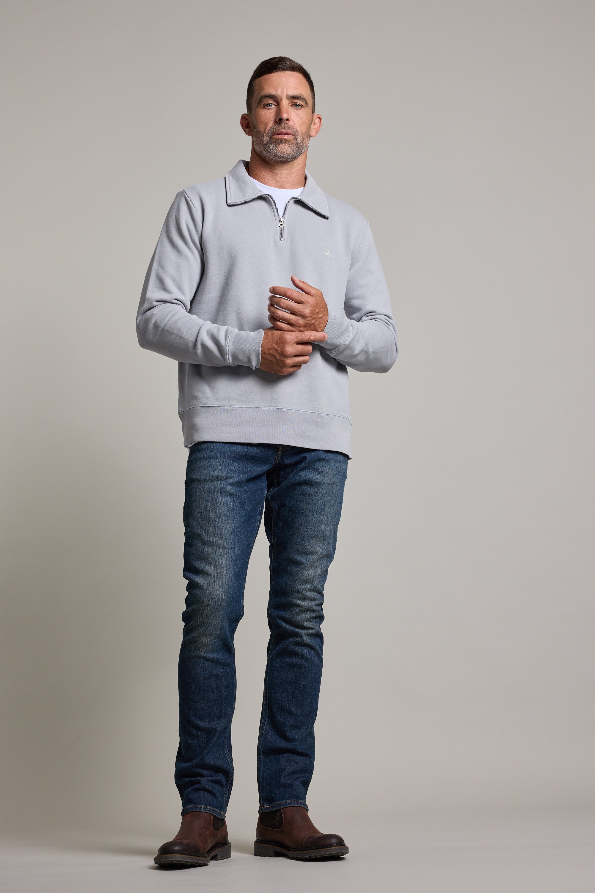Barkers Galway GD 1/4 Zip in silver, relaxed fit, additional view