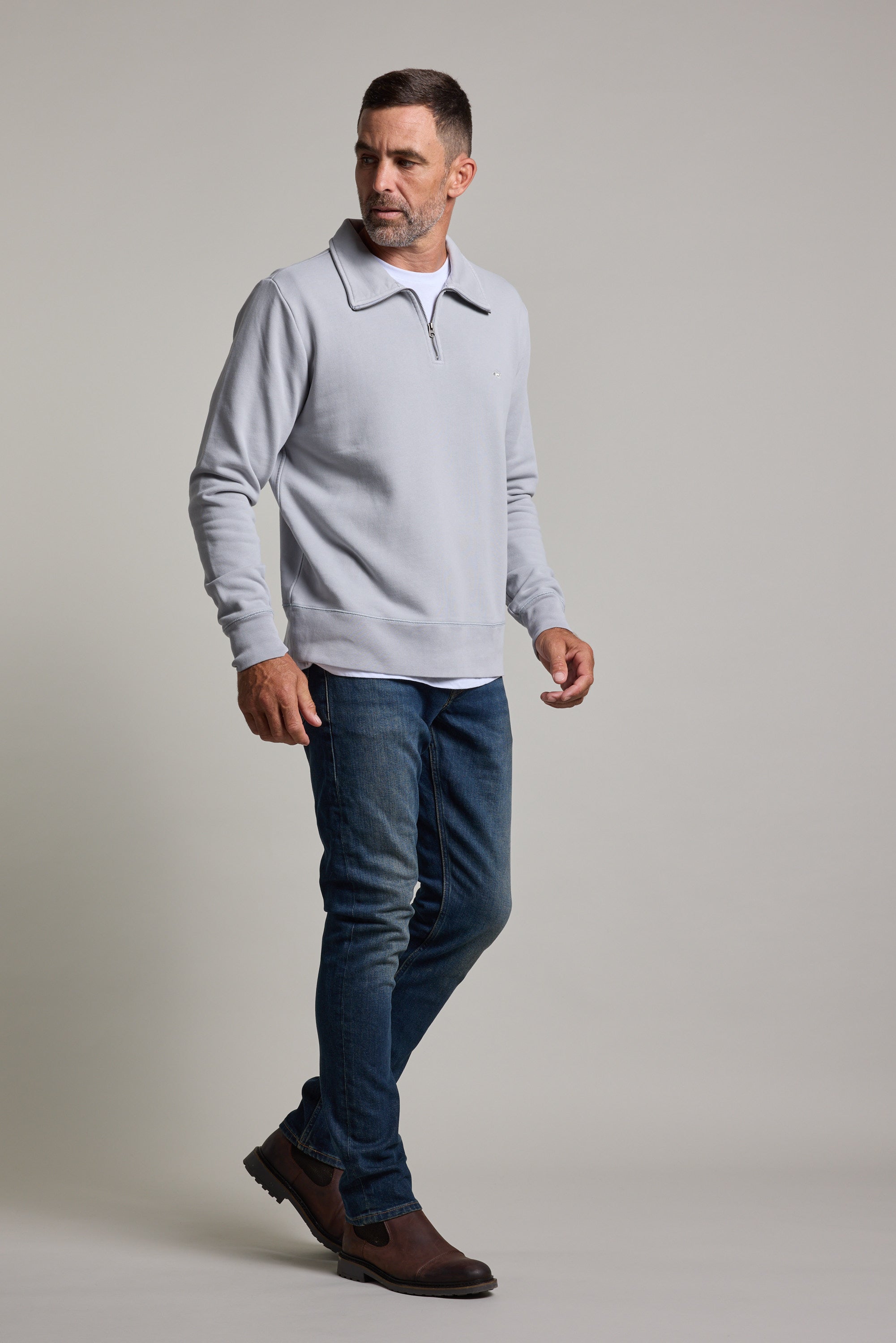 Barkers Galway GD 1/4 Zip in silver, relaxed fit, alternate view