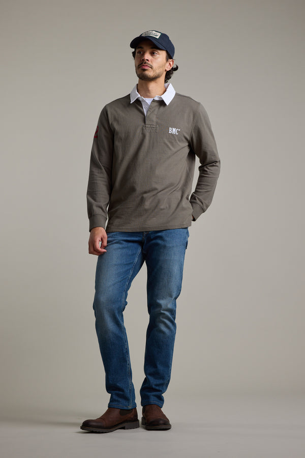 Barkers Stanford Long Sleeve Rugby in khaki, alternate view