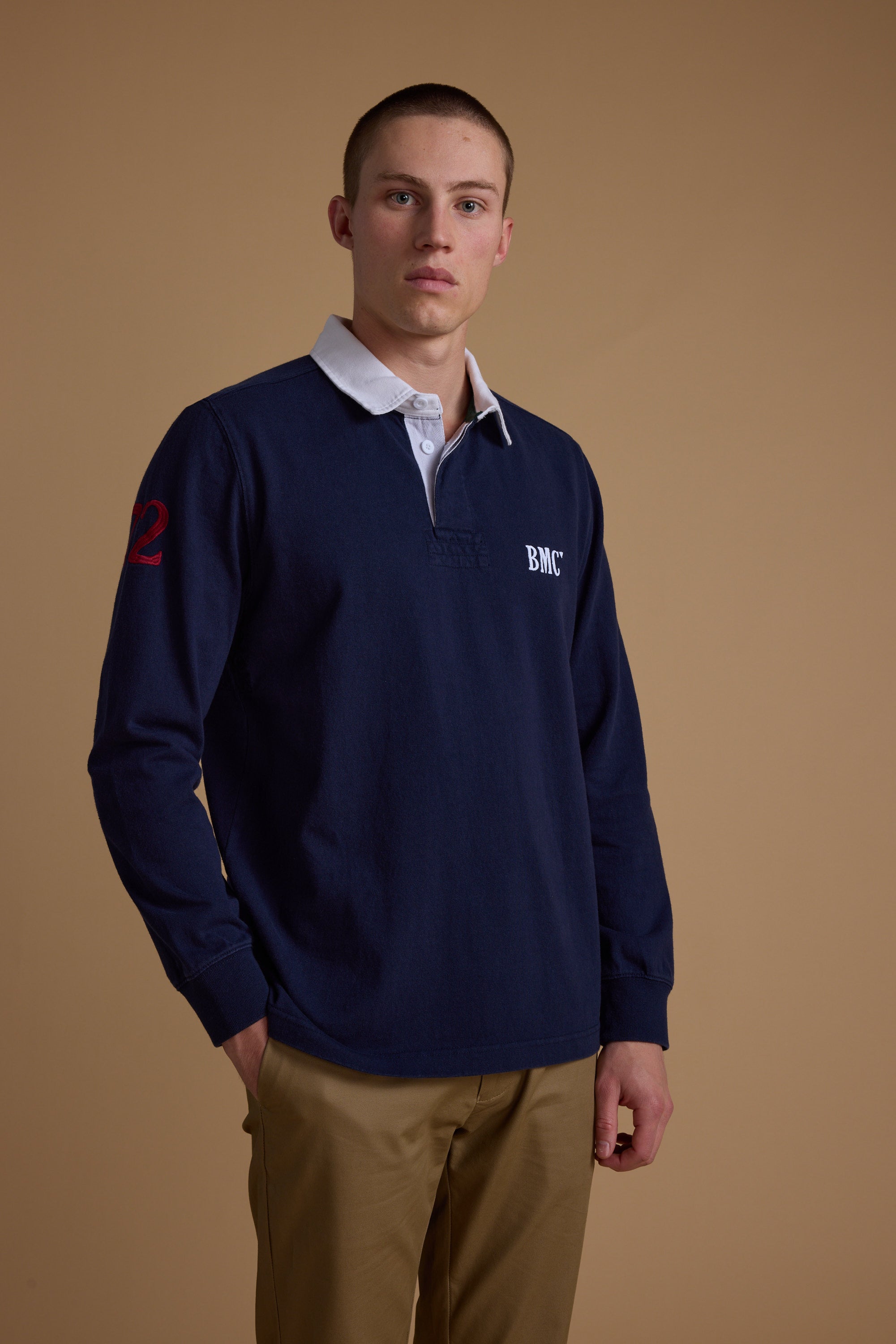 Barkers Stanford Long Sleeve Rugby in navy, additional view