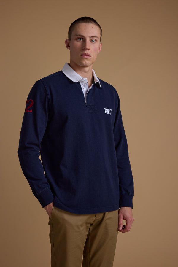 Barkers Stanford Long Sleeve Rugby in navy, additional view