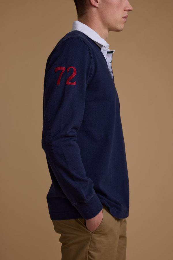 Barkers Stanford Long Sleeve Rugby in navy, alternate view