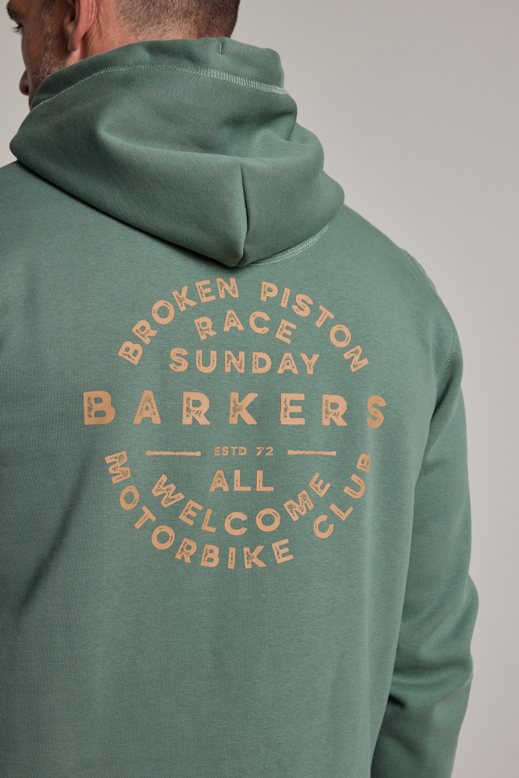 Barkers Sunday Club Print Hoody in bottle green, additional view