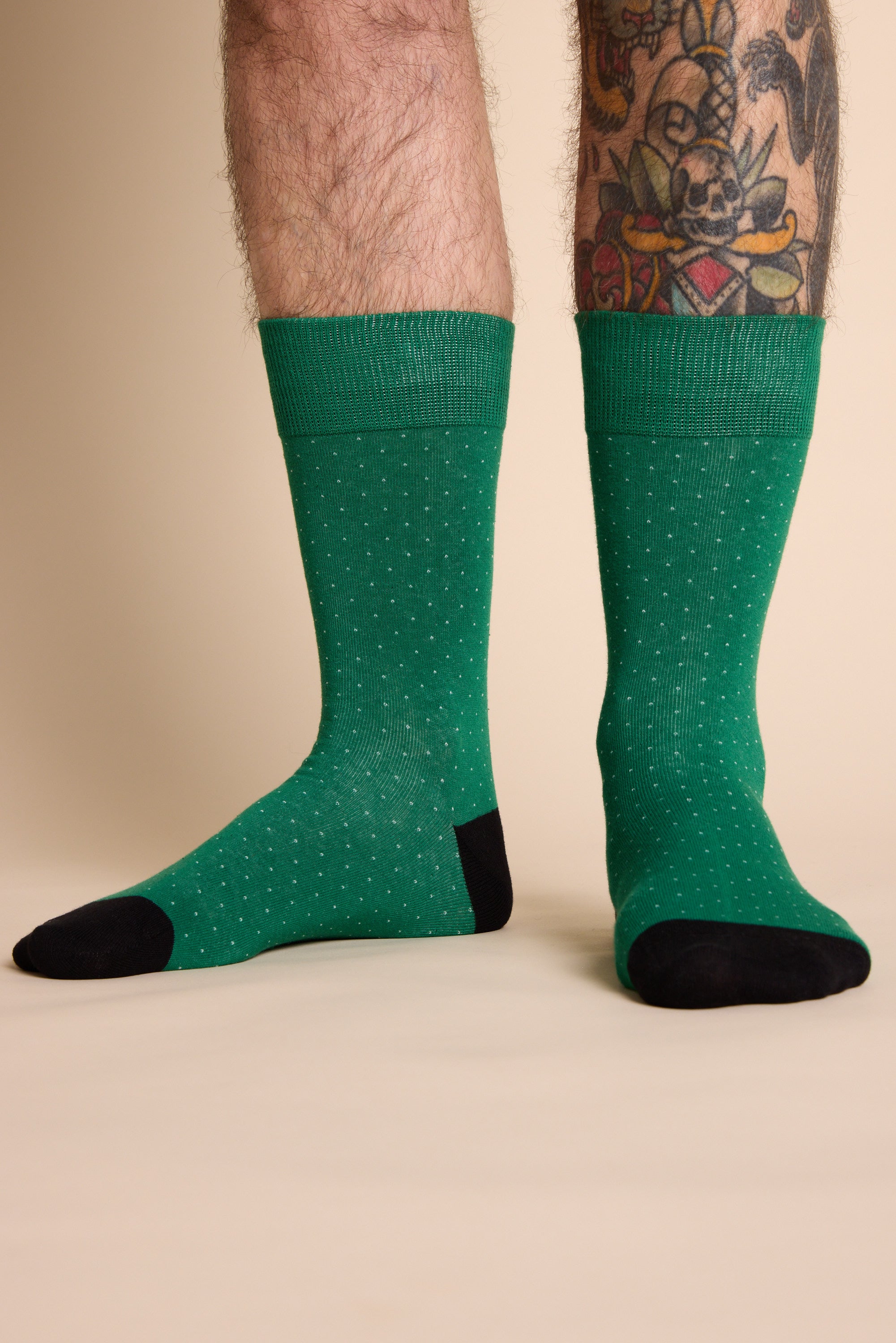 Barkers Nicolas Pin Dot Sock in green, alternate view