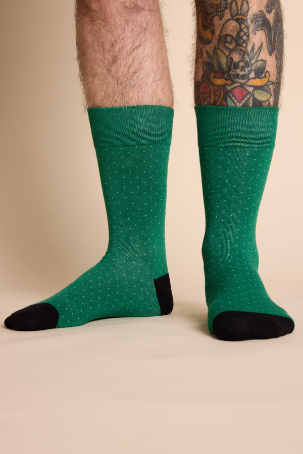 Barkers Nicolas Pin Dot Sock in green, alternate view