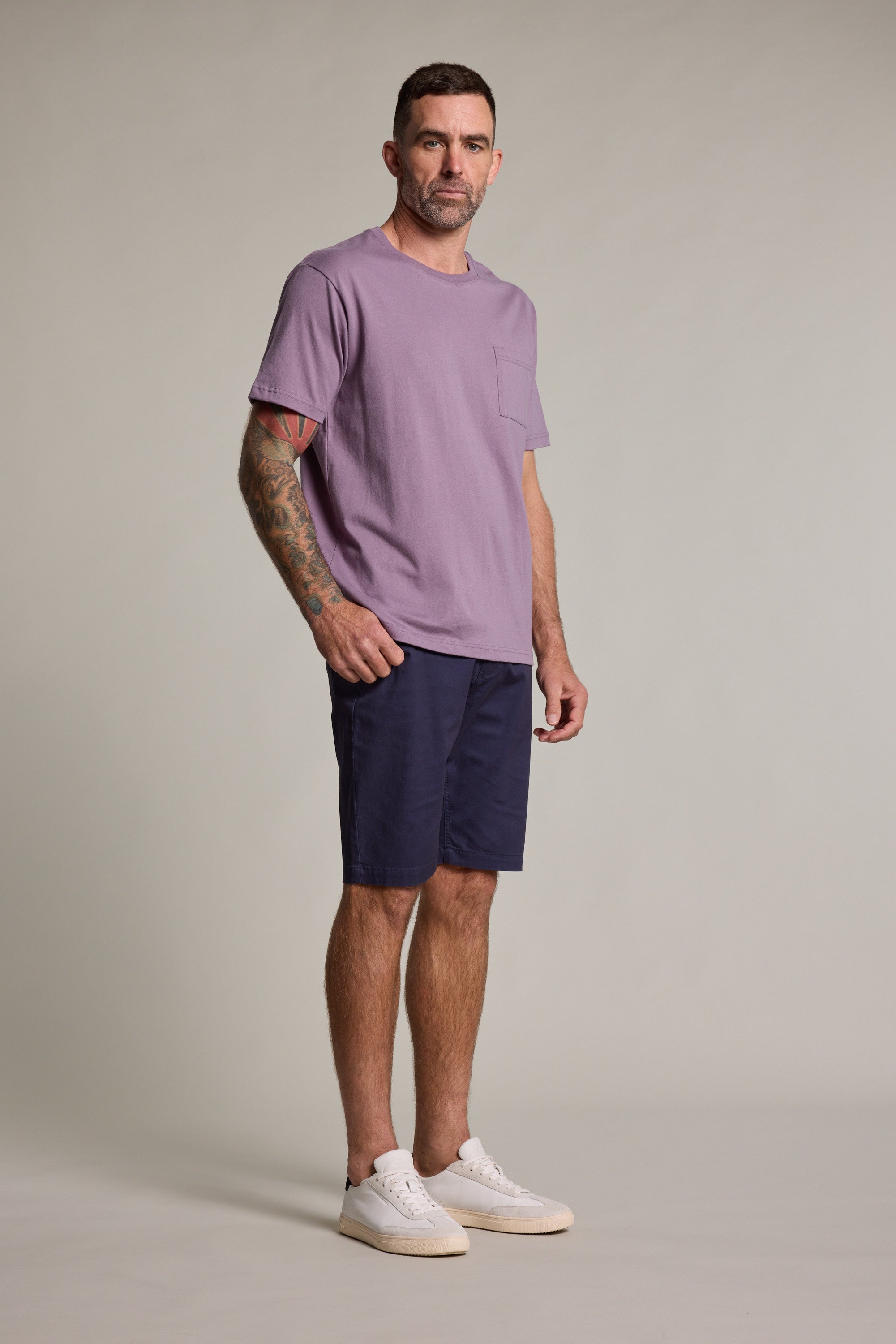 Barkers Stamp Logo Tee in purple, relaxed fit, additional view