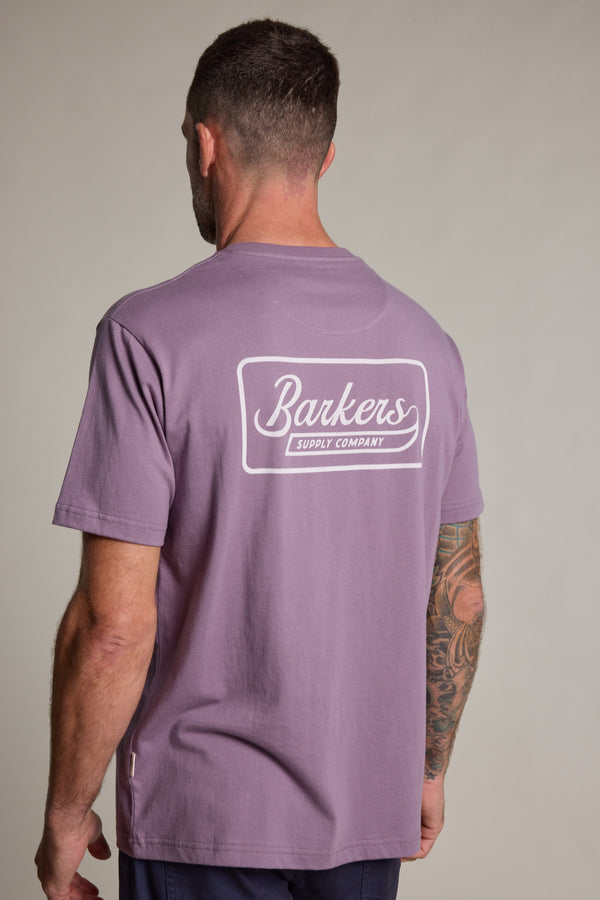 Barkers Stamp Logo Tee in purple, relaxed fit, additional view